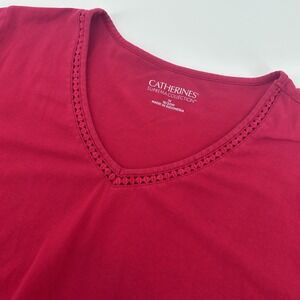Catherines‎ Suprema Womens 1X Red Short Sleeve V-Neck Tunic Pullover TShirt